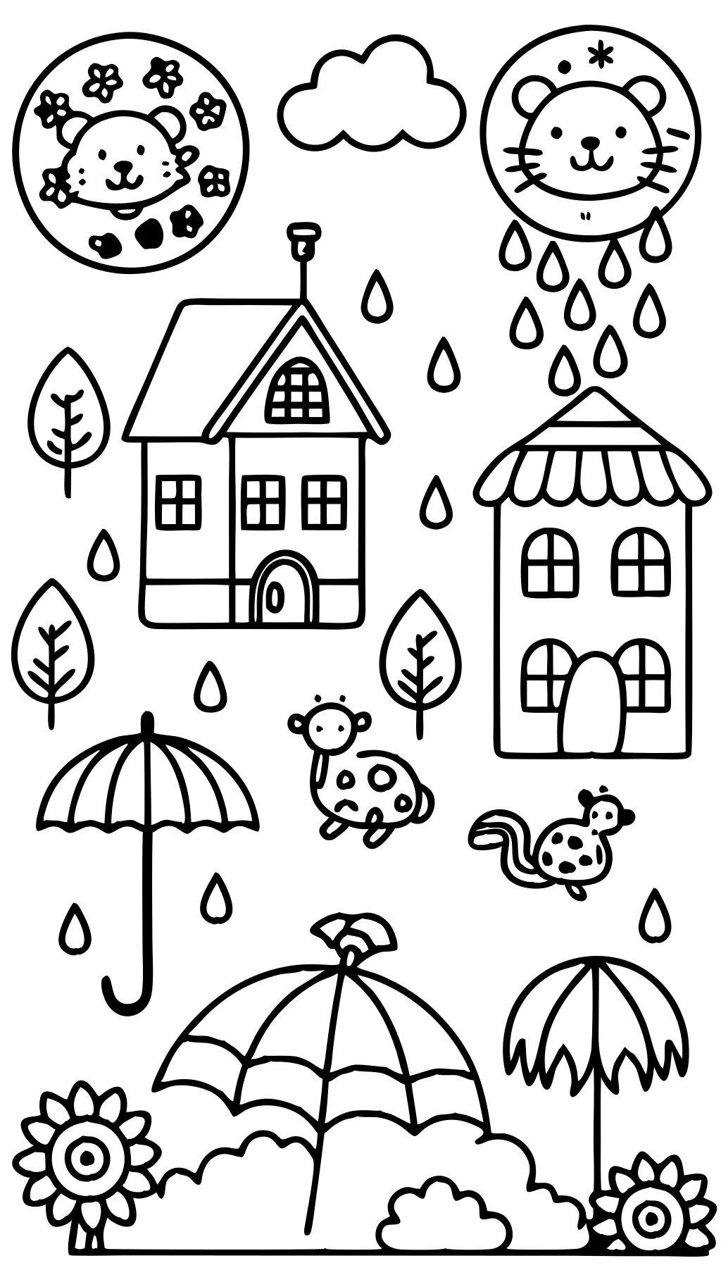 pages à colorier de la journée de pluie